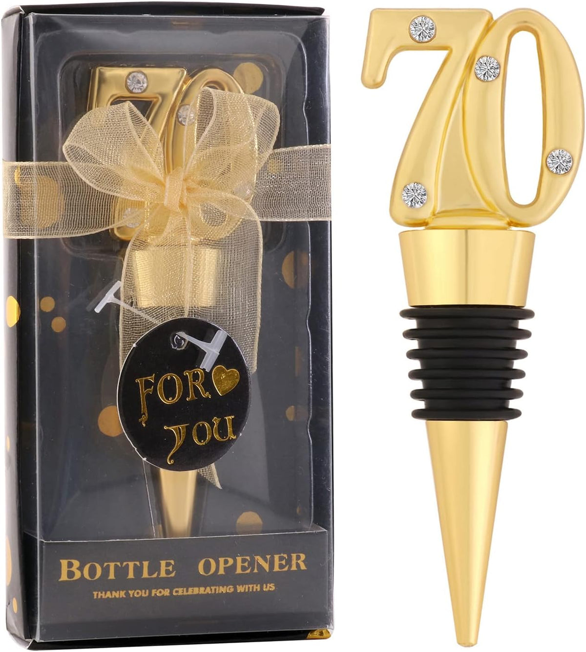 12 Pack 70 Wine Stopper Party Favors Anniversary Party Gifts Black and Gold Birthday Party Gifts