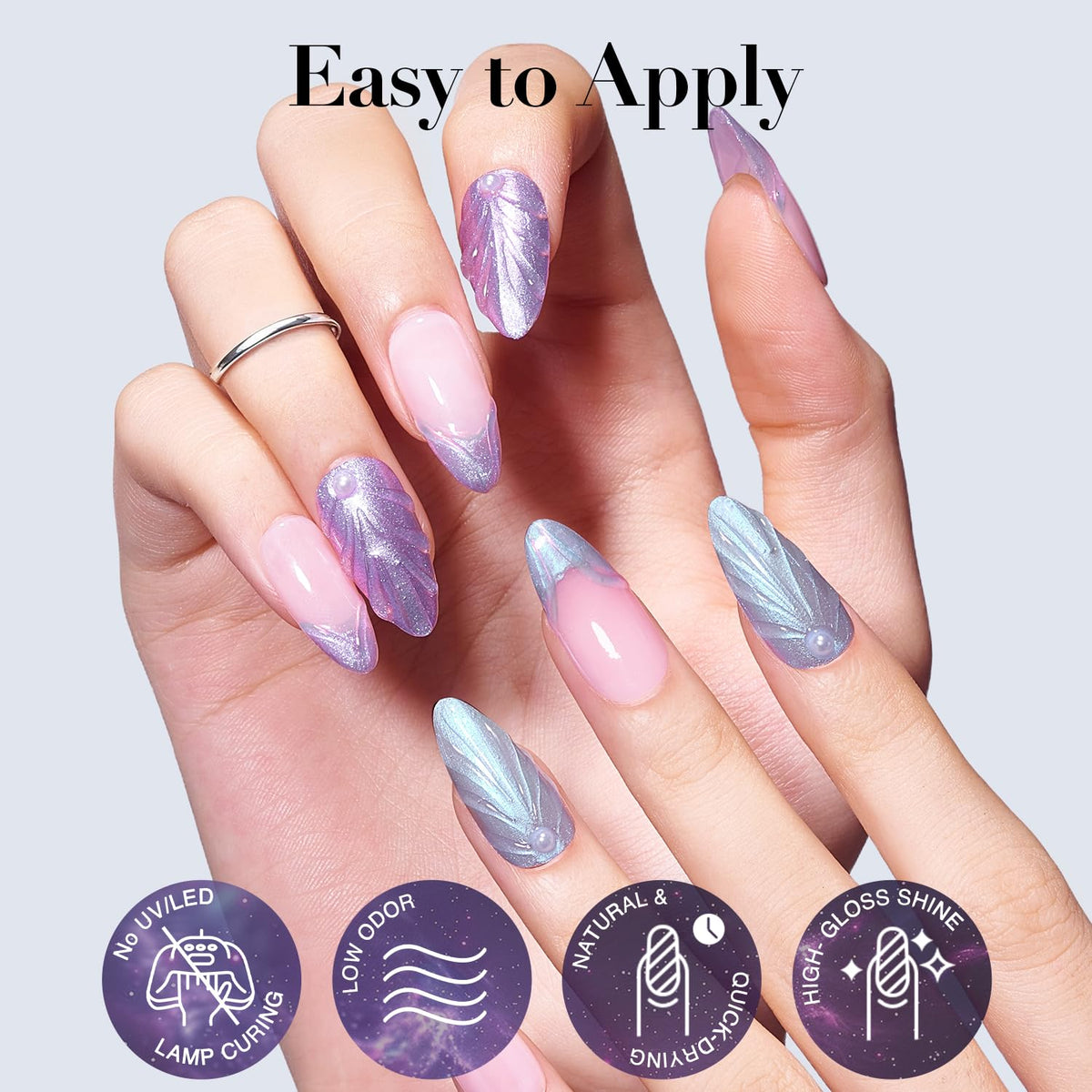 AZUREBEAUTY Holographic Nail Polish Set: 4 Colors Quick Dry Purple Pink Chameleon Fall Winter