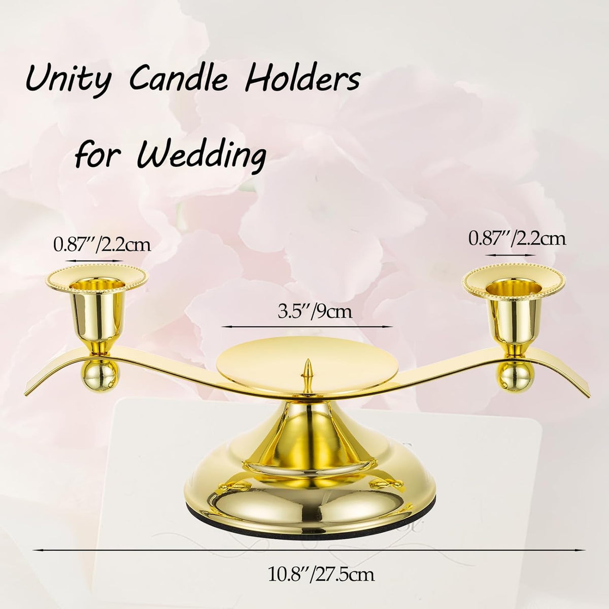 Unity Candle Holder for Wedding Ceremony Set - Romadedi 3 Arm Metal Gold Candle Stand for Pillar