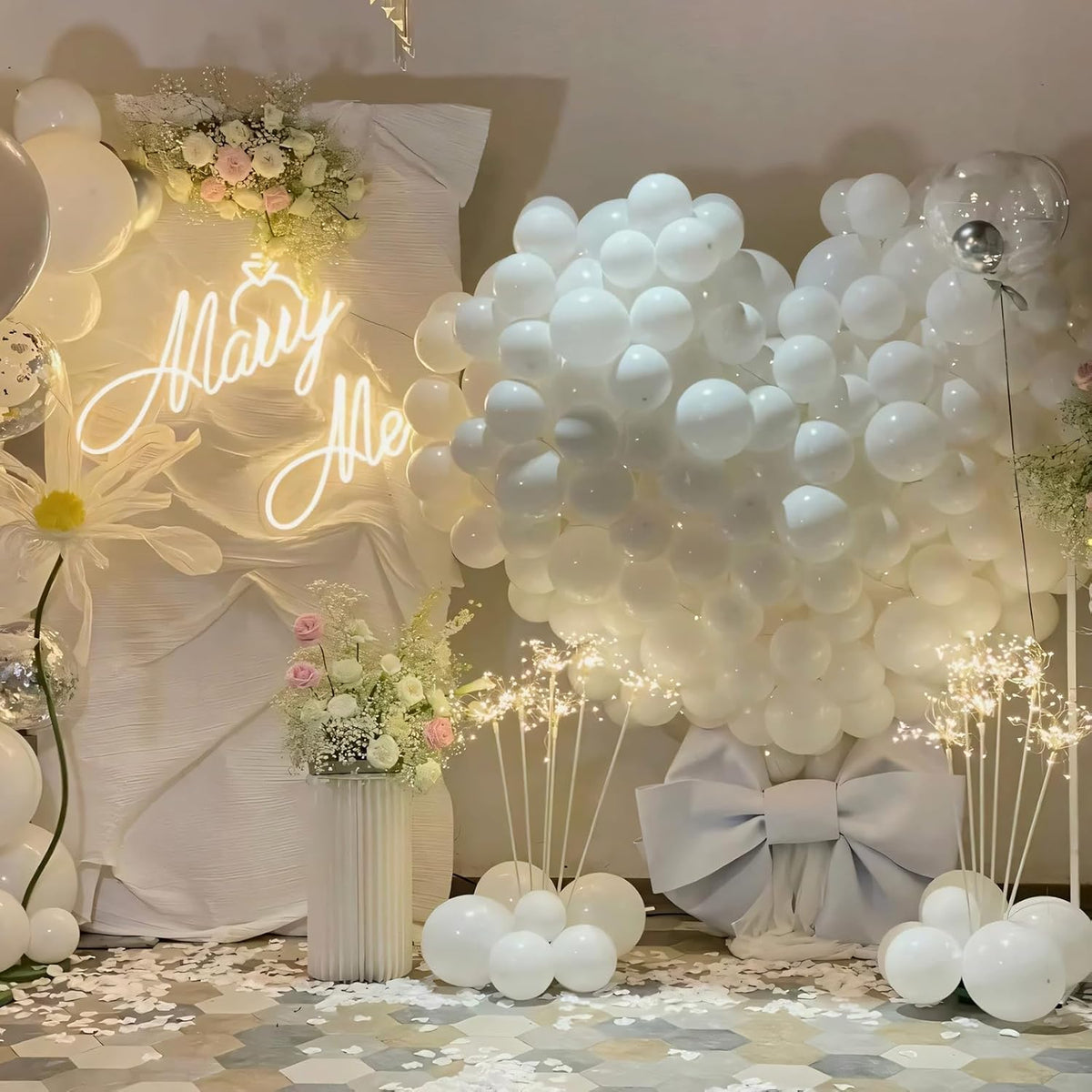 125 pcs White Balloons 5 Inch, Small Balloon Garland Arch Kit for Birthday Party Decorations