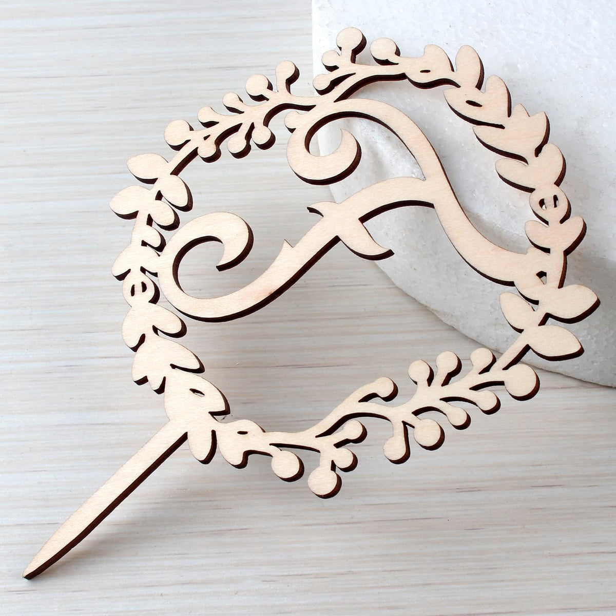 LINGTEER Personalized Inital Letter F Wooden Cake Topper Perfect for Birthday Rustic Wedding