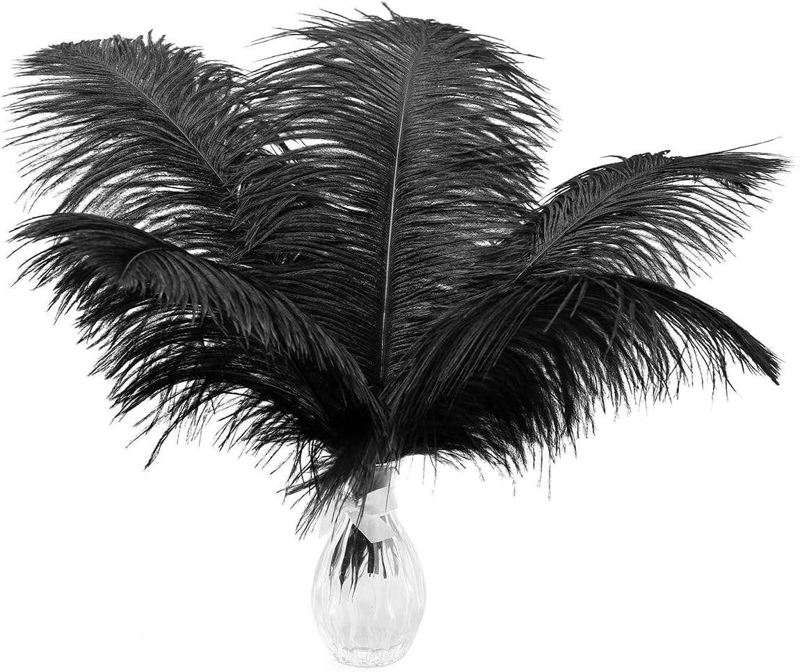 Ballinger Black Large Ostrich Feathers - 24Pcs 12-14inch Large Feathers for Vase,Gatsby and