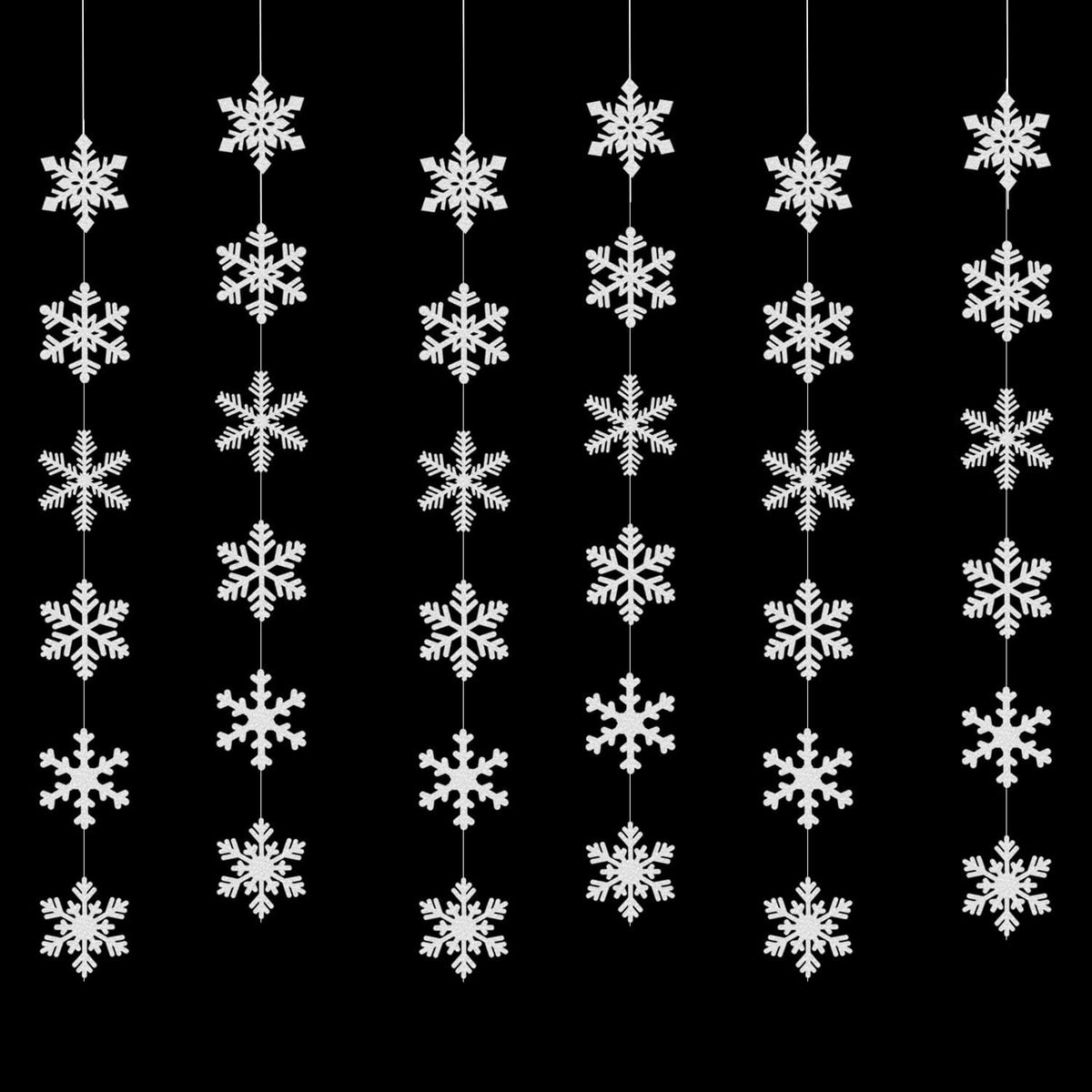 Snowflake Snow White-Silver Christmas Party-Decorations Garland - 6pcs Winter Girl Frozen Birthday