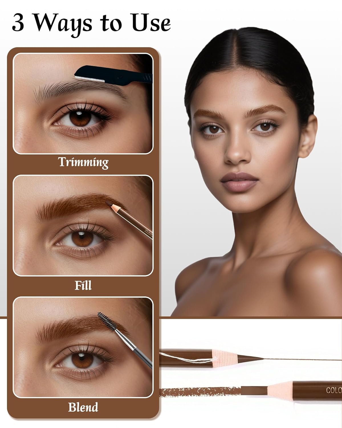 12 Piece Light Brown Waterproof Eyebrow Pencils for Women w/Microblading Eyebrow Pencil & Brow