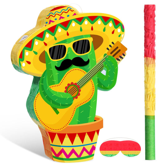 Harrycle Cactus Piñata for Cinco De Mayo Mayo Sombrero Party Hats Mexican Fiesta Decorations with
