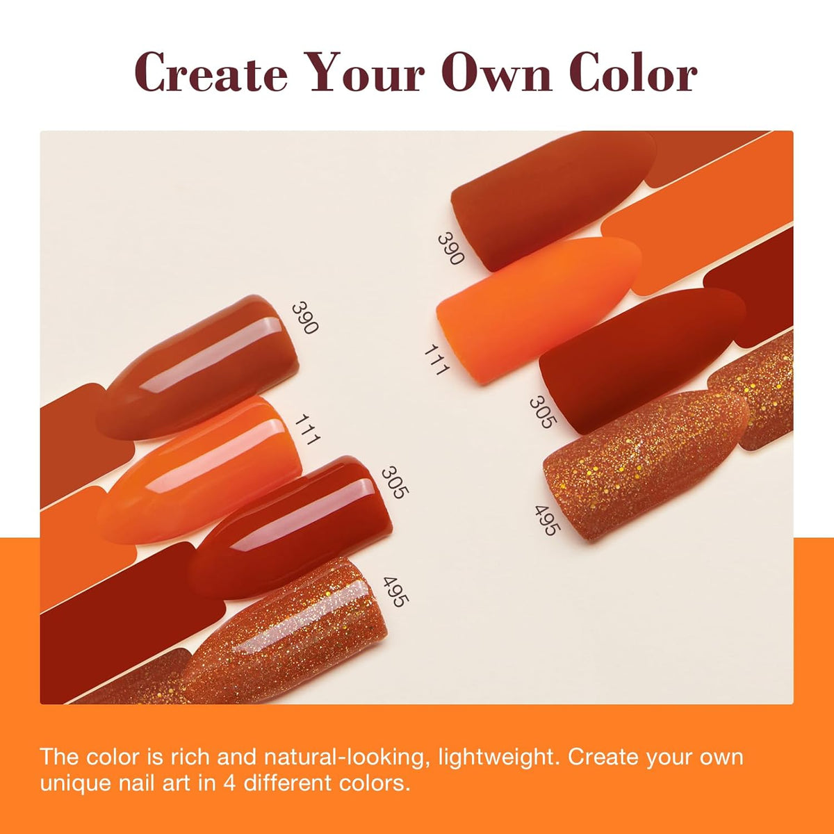 AZUREBEAUTY Dip Powder Nail Kit Starter, Orange Brown Glitter, 4 Fall Pumpkin Maple Dark Colors