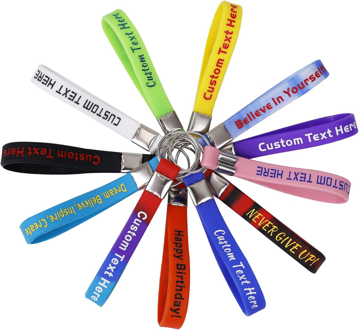 50 Custom Keychains Silicone Personalized Keyrings Customized Bulk for Events, Awareness