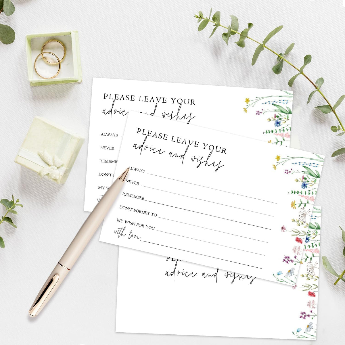 Wildflower Advice And Wishes Cards For The Mr And Mrs, Blank Well Wishes For Baby Shower, Bridal