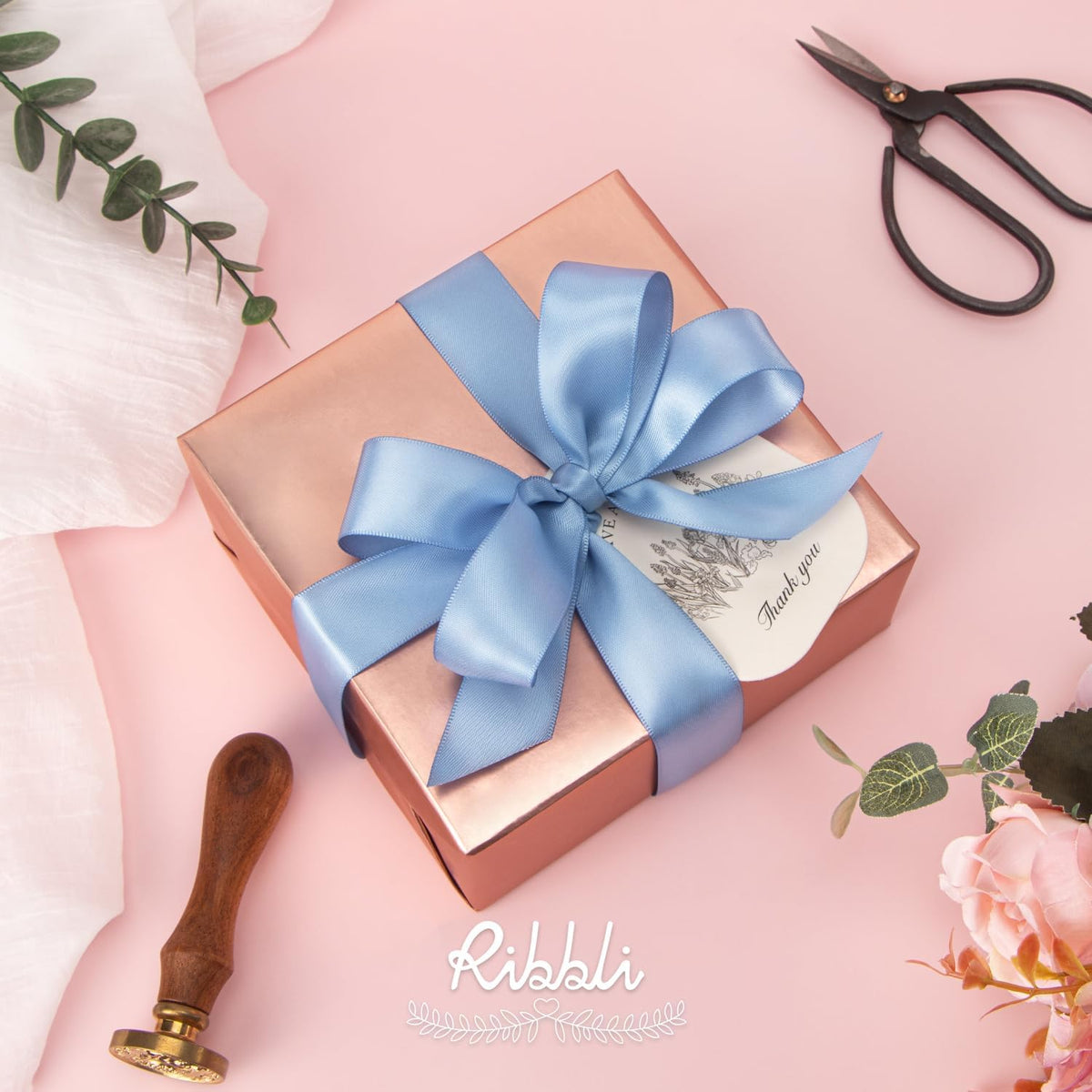 Ribbli Dusty Blue Satin Ribbon,Double Faced Satin 1 inch x Continuous 25 Yards,Use for Bows