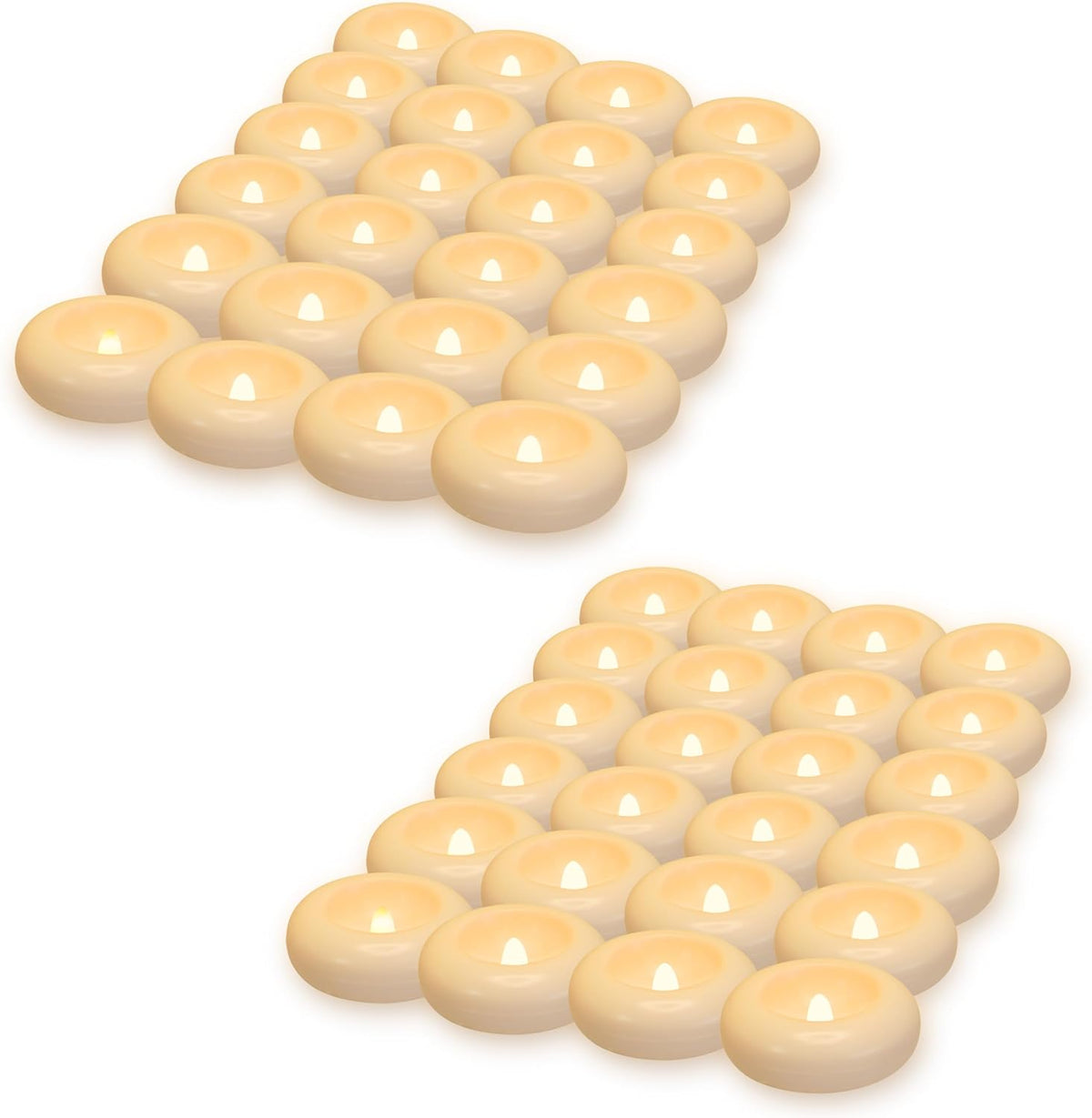Aignis 48pcs Flameless LED Floating Candles, 120+ Hours Glow Time, 3 Inch Plastic Battery Operated