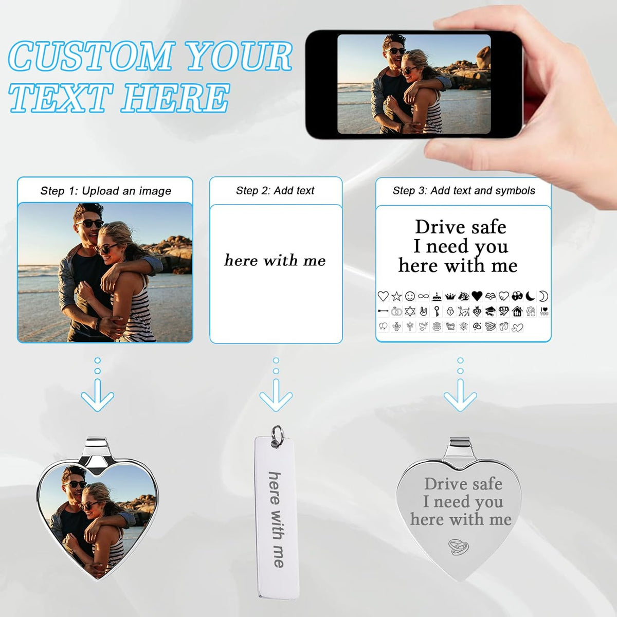 Custom Keychain with Picture Double-sided Personalized Photo Text Keychain, Gift for Anniversary