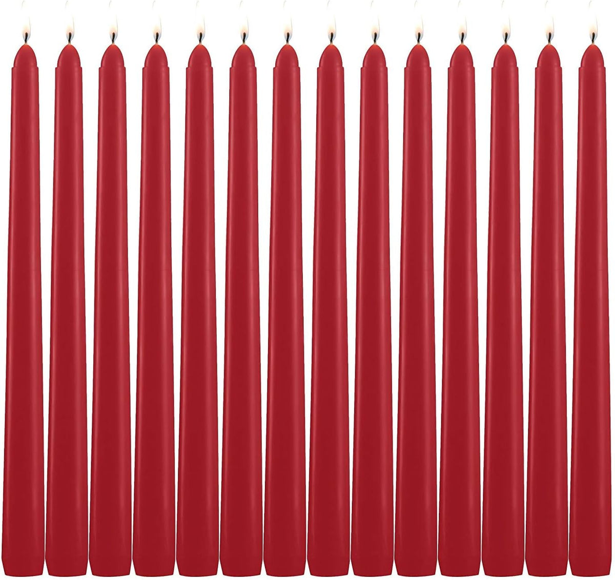 14 Pack Tall Red Taper Candles - 10 Inch Red Dripless, Unscented Dinner Candle - Paraffin Wax with