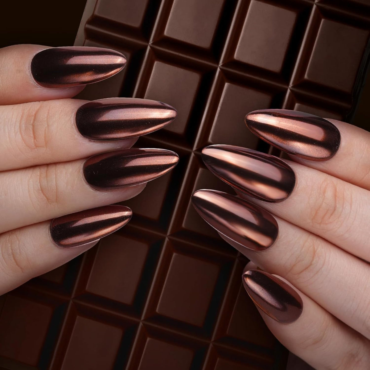 Pretty Diva Chrome Nail Powder - Coffee Chocolate Effect Nail Art Mirror Chrome Nail Powder, Brown