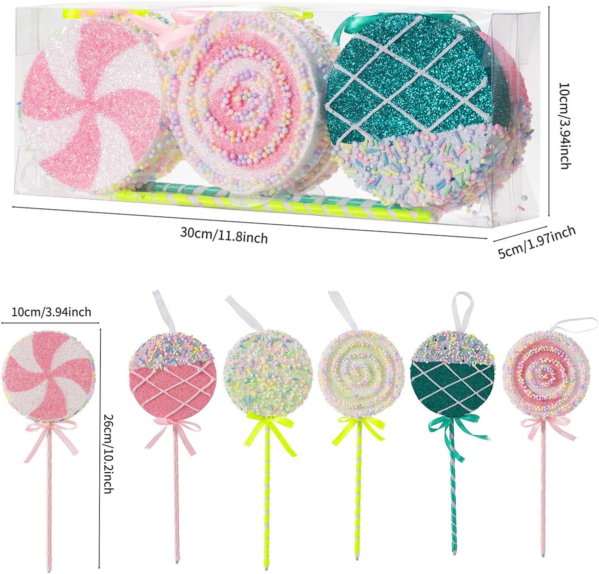 LANGXUN 6pcs Lollipop Candy Land 2025 Xmas Birthday Party Wedding Suppiles Decoration, Hanging