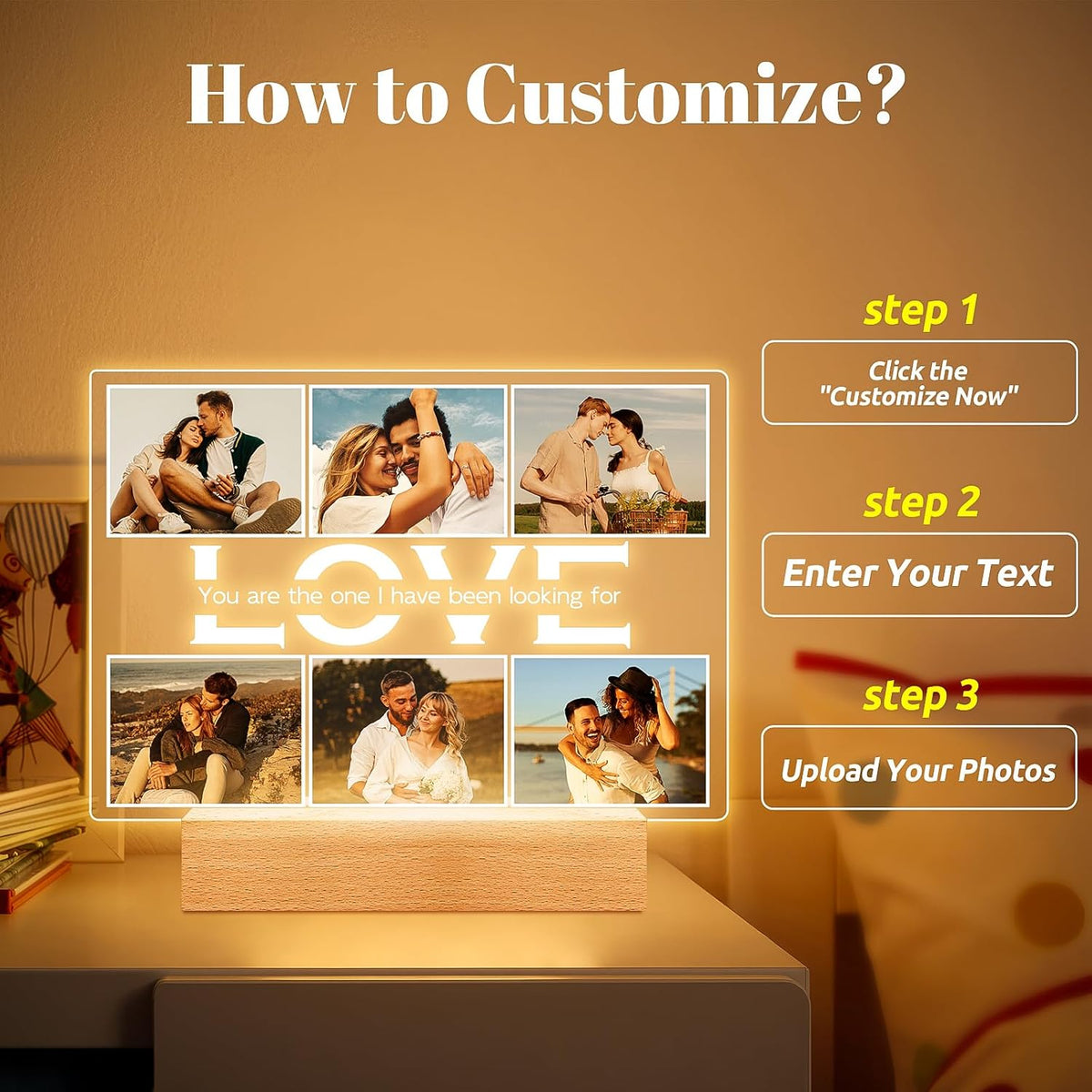 Personalized Anniversary Couples Gifts for Women Men Girlfriend Boyfriend, Custom Picture Frames
