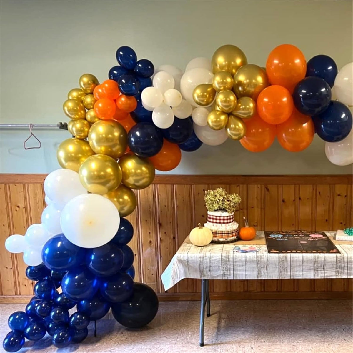 Navy Blue and Orange Balloons, Navy Metallic Orange White Latex Balloons Set, Dark Orange for Boys