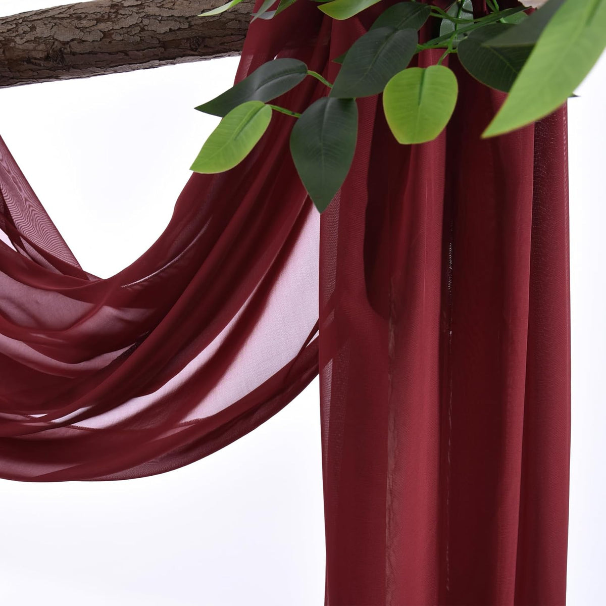 Wedding Arch Draping Fabric, 1 Panel 18FT Burgundy Sheer Backdrop Curtain Chiffon Fabric Drapery