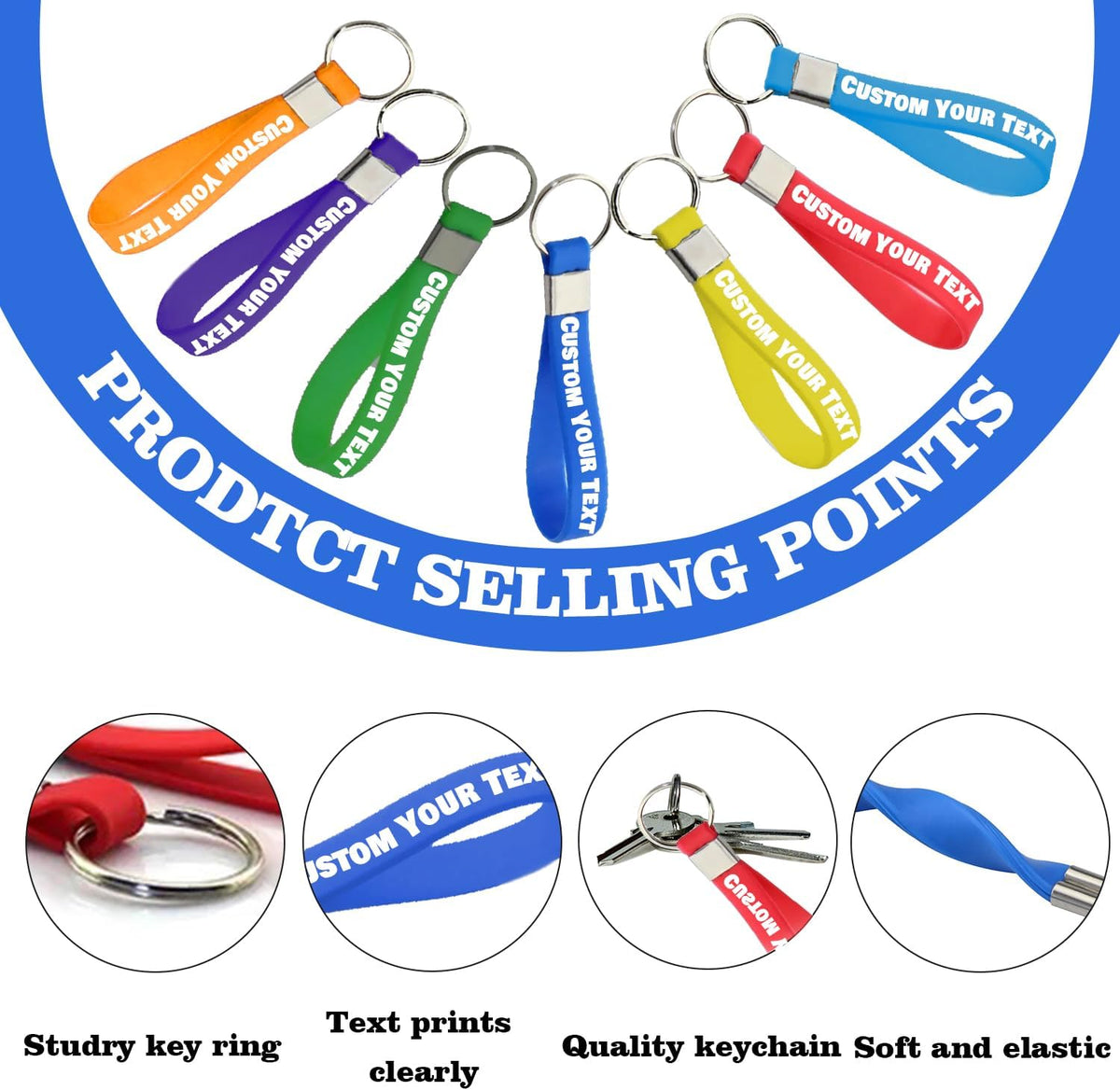 Personalized Keychain Silicone 5/10/50/100 Bulk Custom Keychains with Text for Events Party Guests