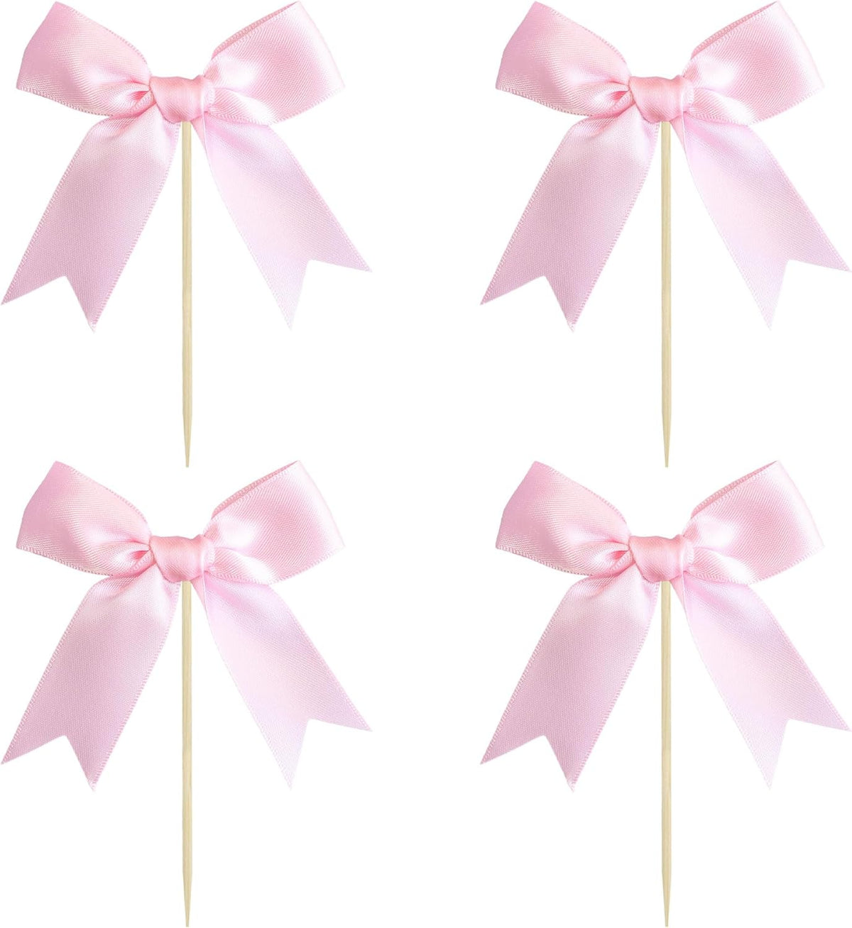 Gyufise 24Pcs Bow Cupcake Toppers Coquette Bow Girls Birthday Cake Decorations Bowknot Cake Toppers