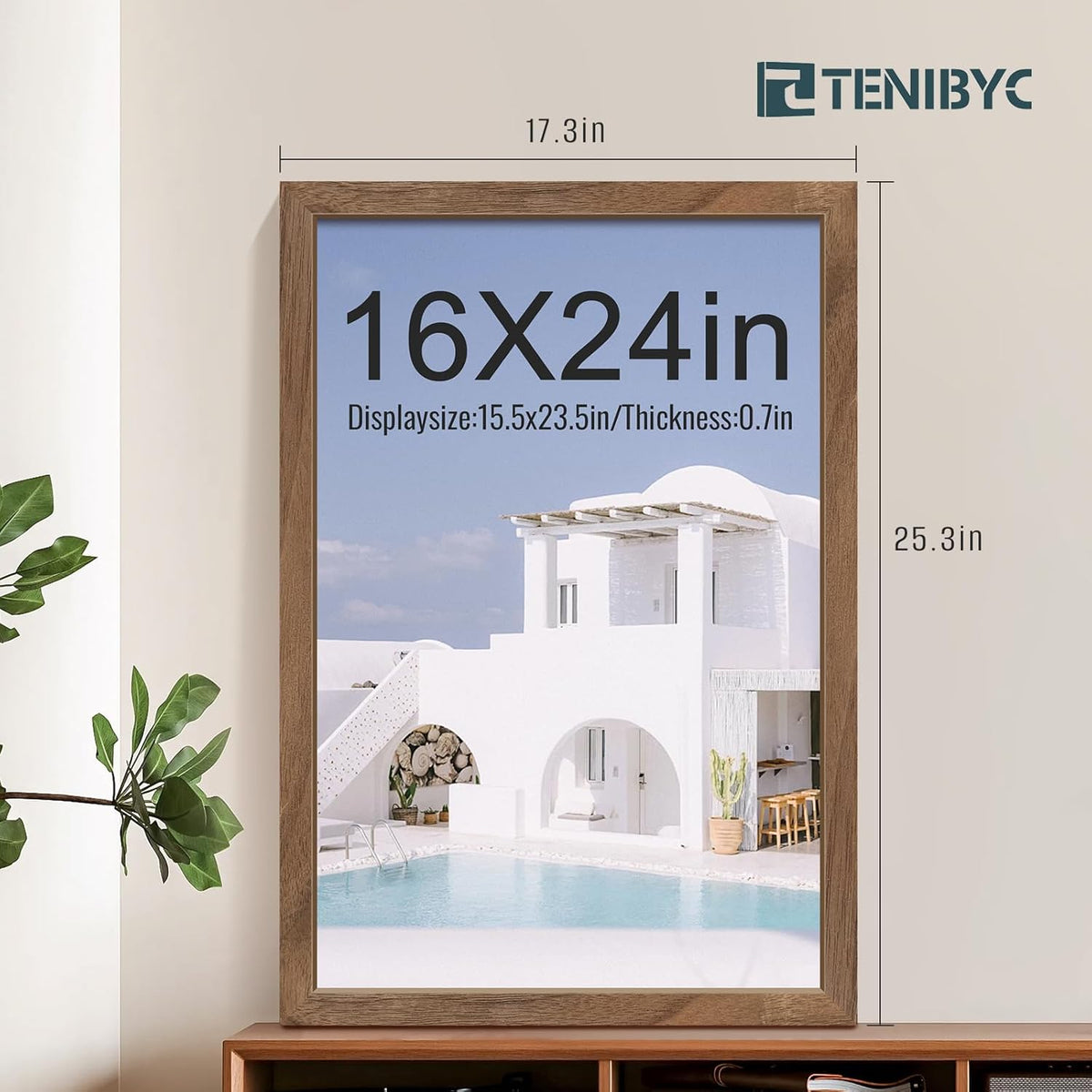 16x24 Frame - 4 Pack, Walnut Brown Wood Grain, Display 16x24 or 24x16 Photos, Posters and Puzzles