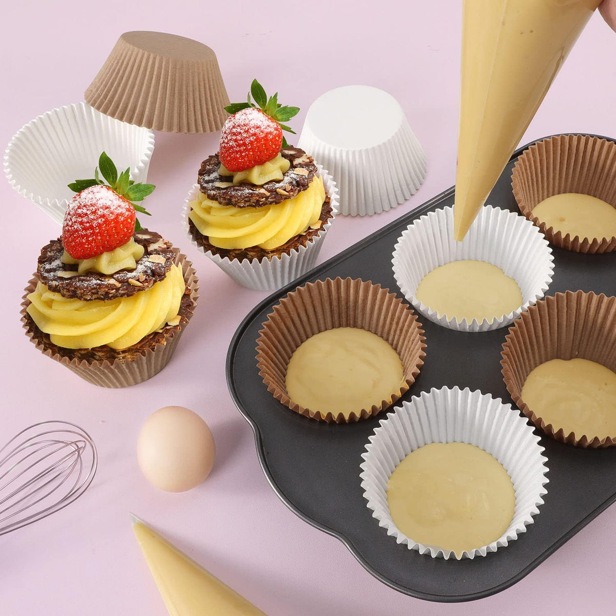 Caperci 150pcs Jumbo Muffin Liners for Baking - Natural Large Cupcake Liners, Unbleached