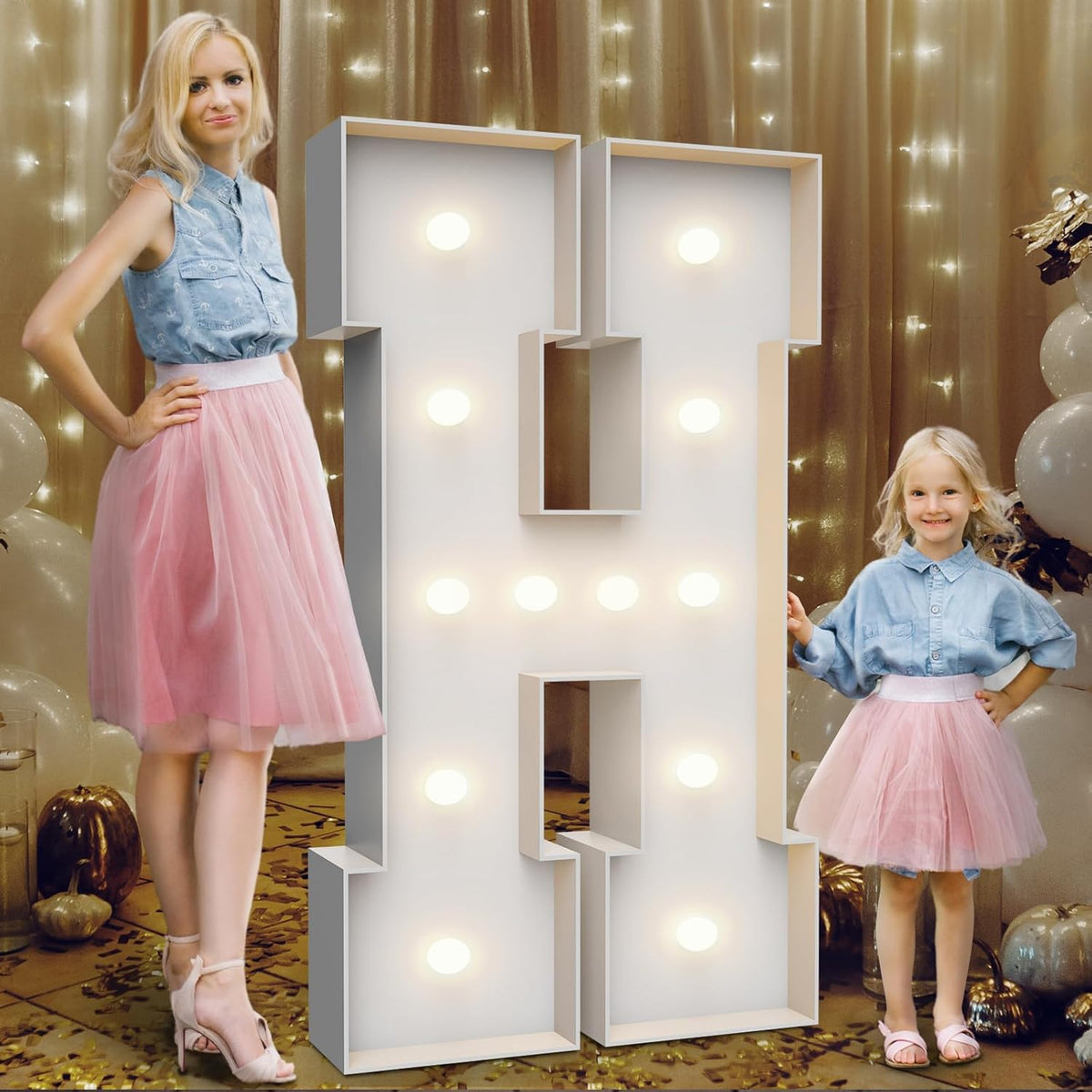 4FT Marquee Light Up Letters H,Party Decoration Large Marquee Light Up Letters with Weighted Water