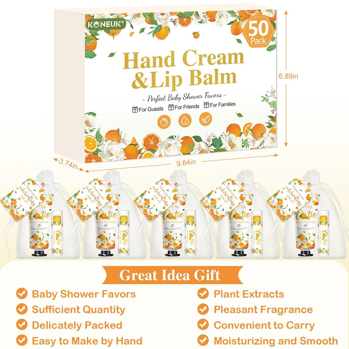 50 Pack Bulk Hand Cream and Bulk Lip Balm Gifts Sets, Bridal Shower Favors and Baby Shower Favors