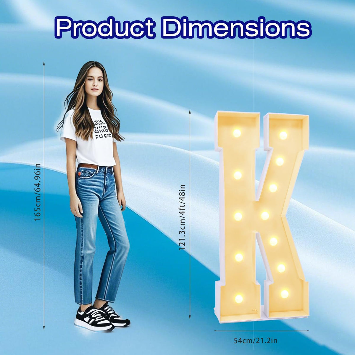 4FT Marquee Plastic Letters K - Light up Letters K Are Made from Corrugated Plastic Board - Quick