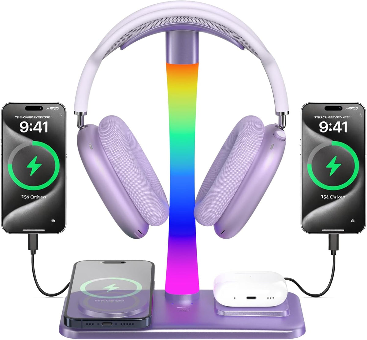 Headphone Stand with Wireless Charger,Gaming Headset Stand with RGB Light Mode,Airpod Max Stander