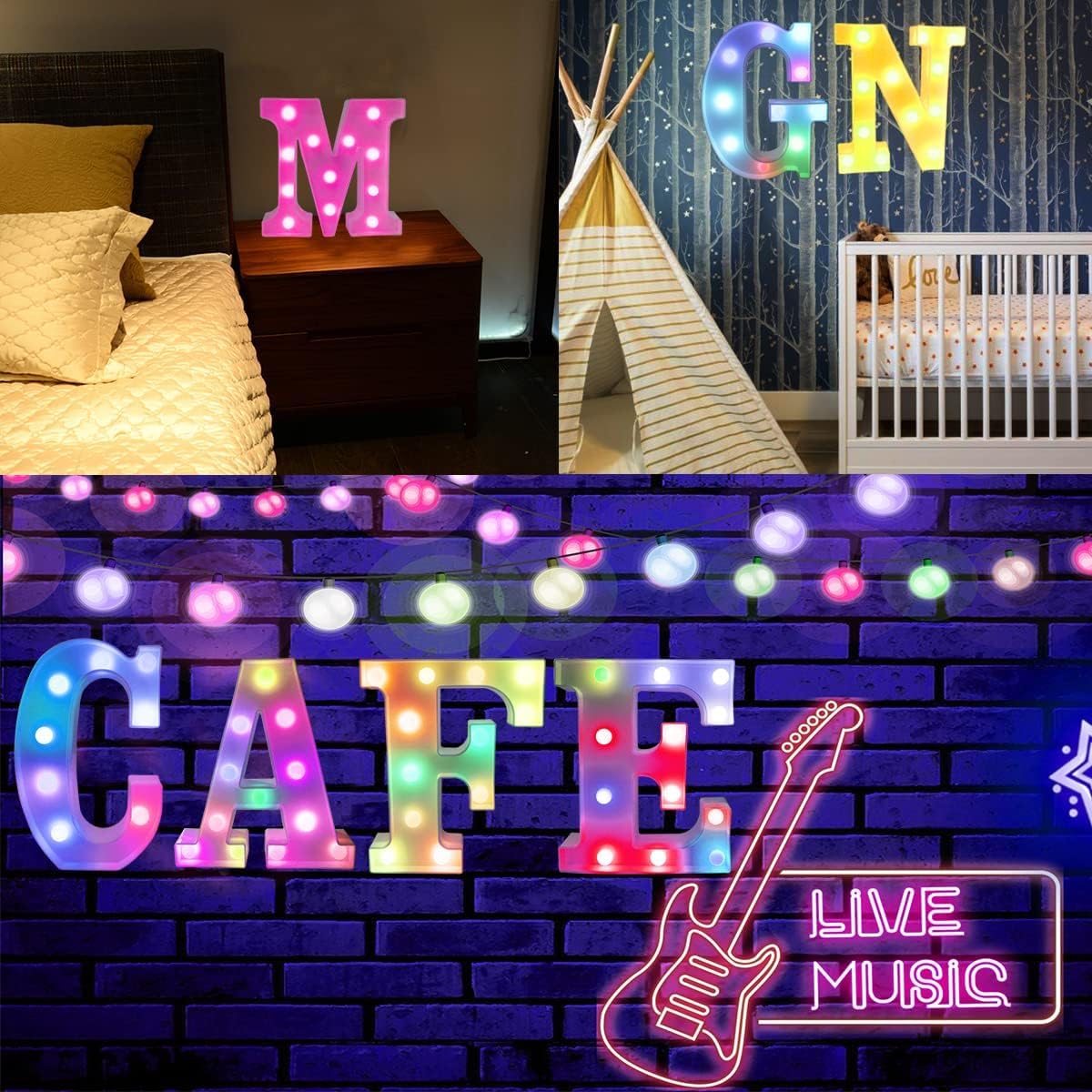 Light Up Colorful LED Marquee Letter lights, 18 Colors Changing Alphabet Letters Sign with Remote