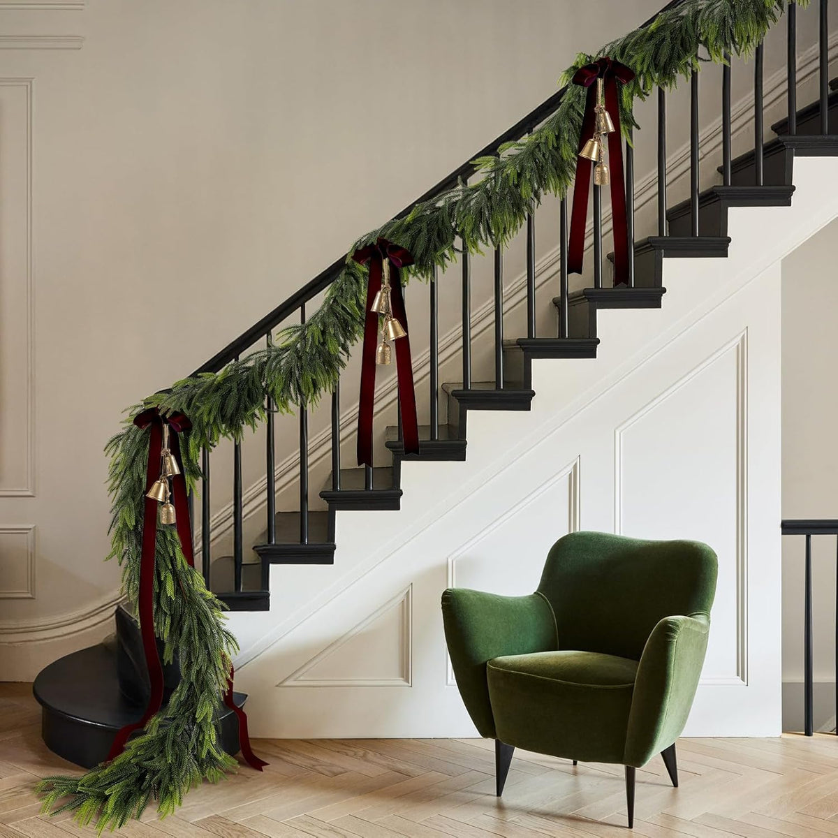 N&T NIETING 6FT Christmas Norfolk Pine Garland Real Touch Pine Artificial Faux Greenery Garlands