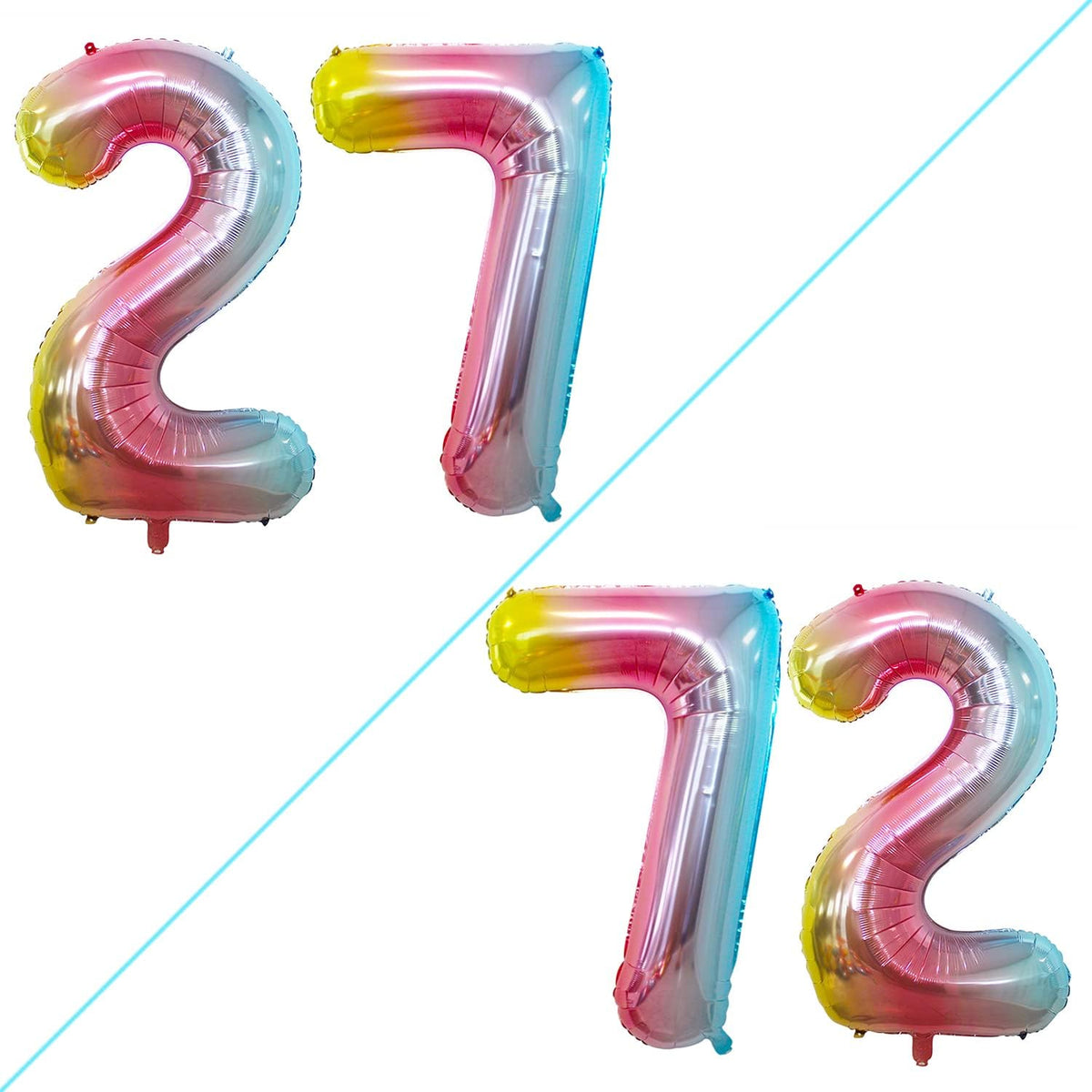 GOER Number 27 Balloons for 27th Birthday Party Decorations,42 Inch Jumbo Foil Helium 72 Balloons