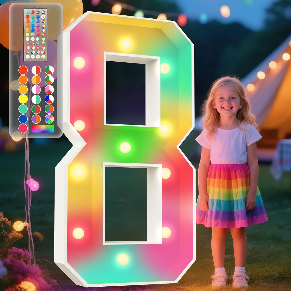 Ledido 4FT Marquee Light Up Numbers, 34 Colors Changing Marquee Numbers 4 Feet Tall with Remote