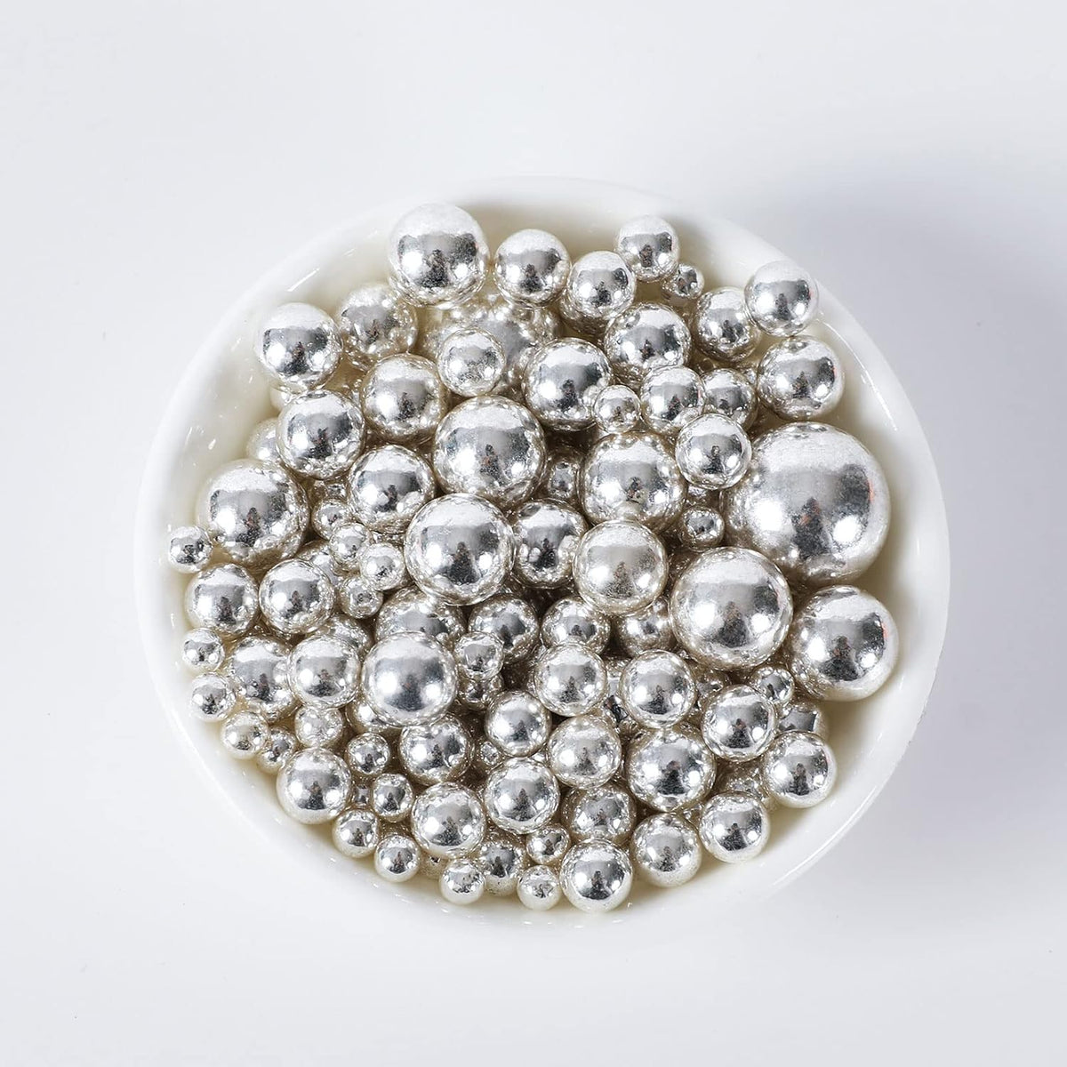 Kasvan Silver Pearl Sugar Sprinkles - Edible Candy Pearls 130g/4.58 Oz, Mix Size, Baking Cake