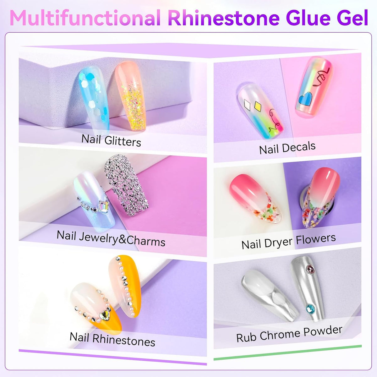 Makartt Nail Rhinestone Glue Gel, Upgrade Gel Nail Glue with Brush Pen Tip Super Strong Adhesive