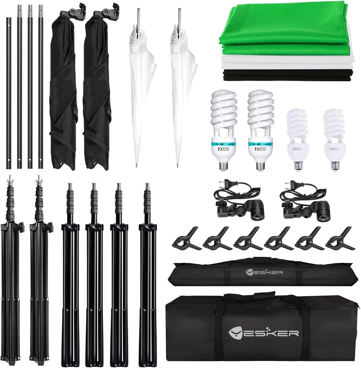 Yesker Photography Lighting Kit 8.5x10ft backdrop Support Equipment System Umbrella 5500k Light