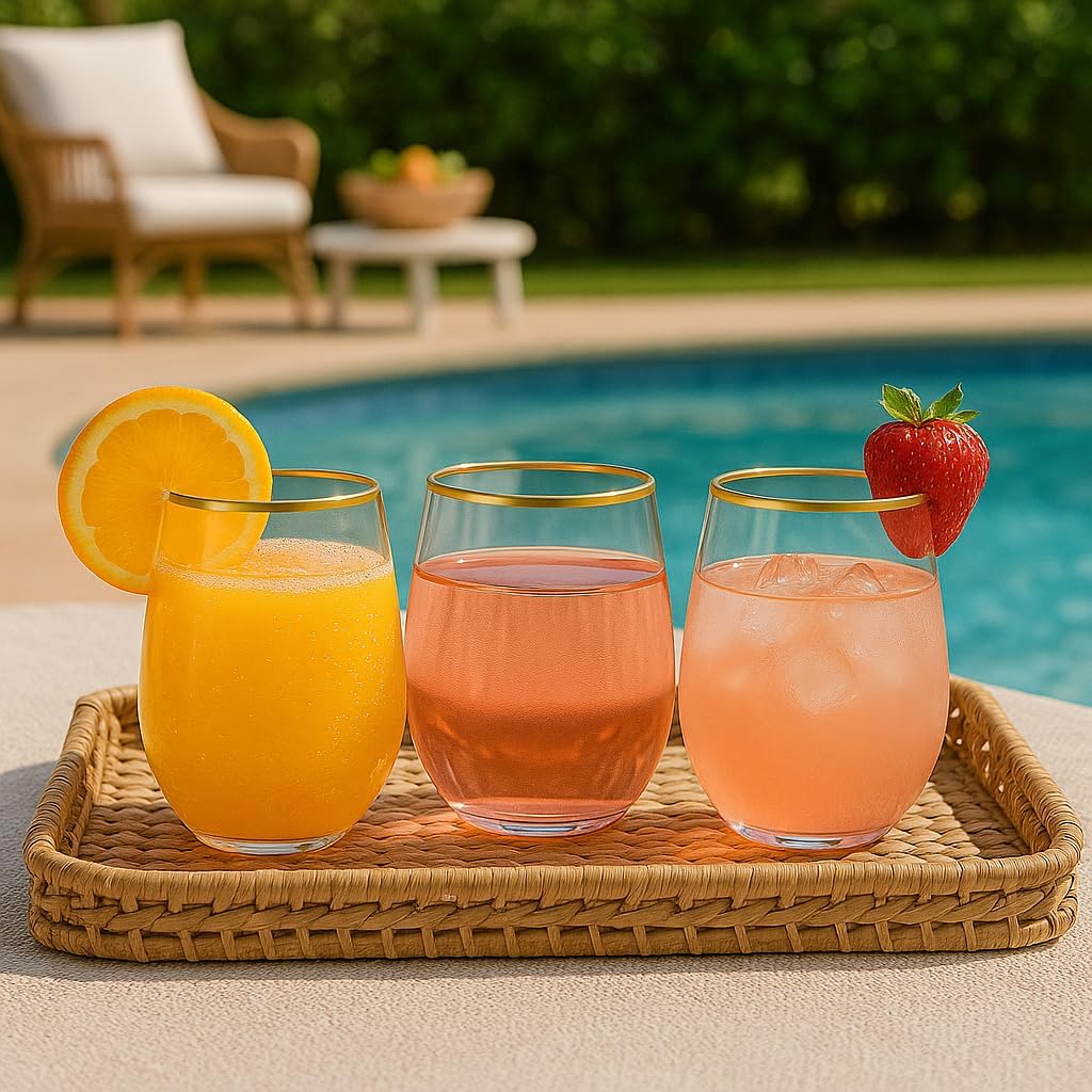 40 count Unbreakable Stemless Plastic Wine Champagne Whiskey Glasses Elegant Durable Disposable