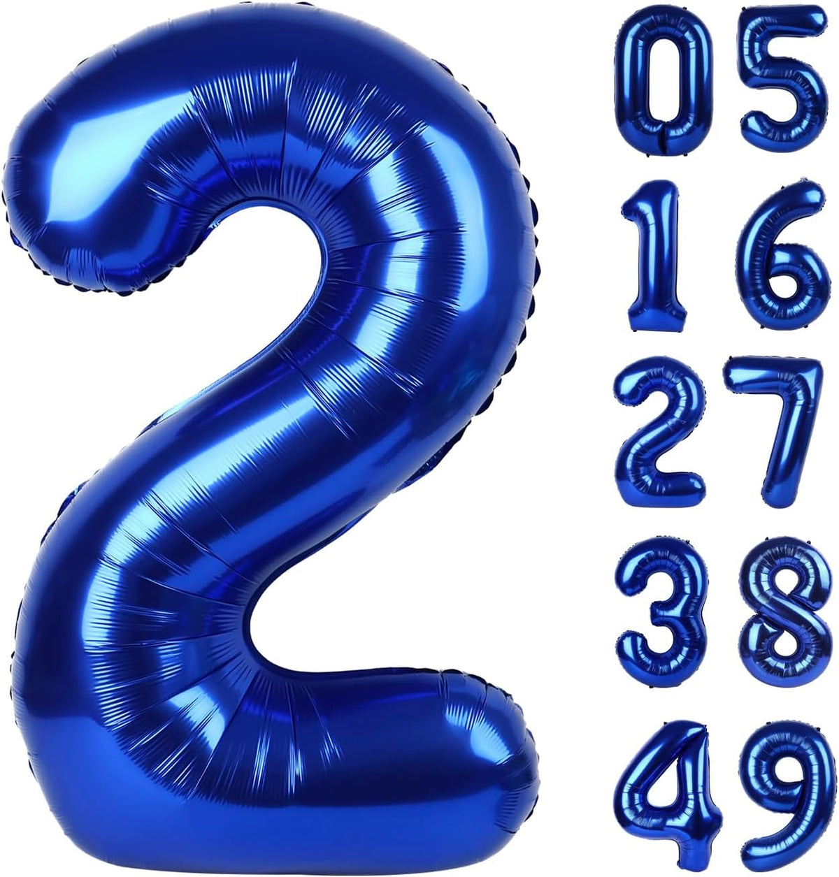 Night Blue 40 Inch Big Number Balloon Birthday Decoration, Number 2 Helium Balloon 12 20 22 23 24