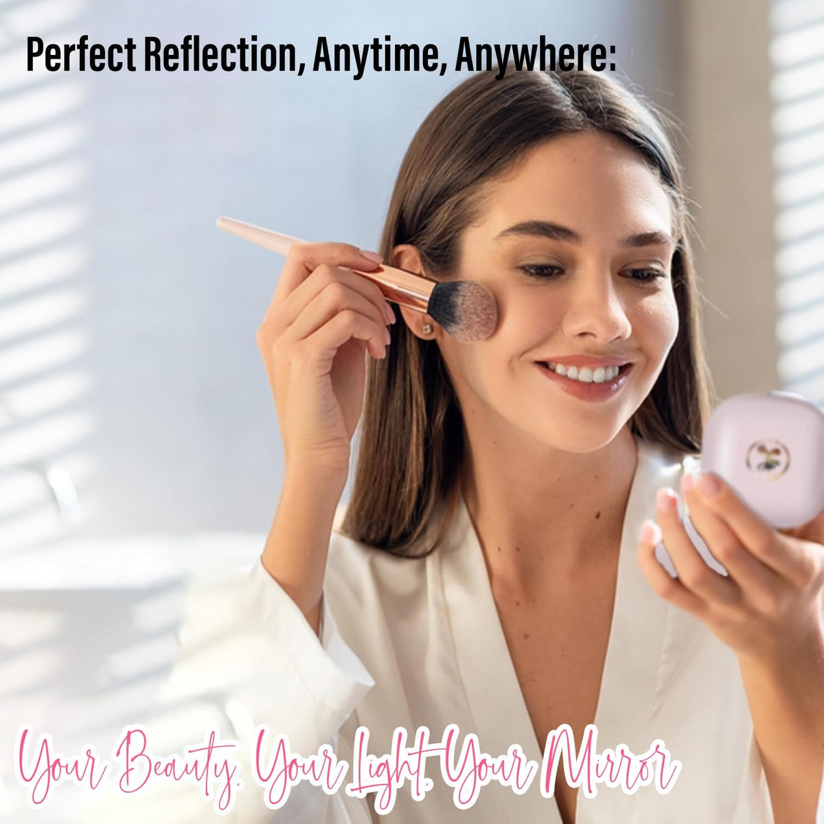 LED Compact Mirror – 1x & 10x Magnification | Travel Makeup Mirror with Adjustable Lighting |