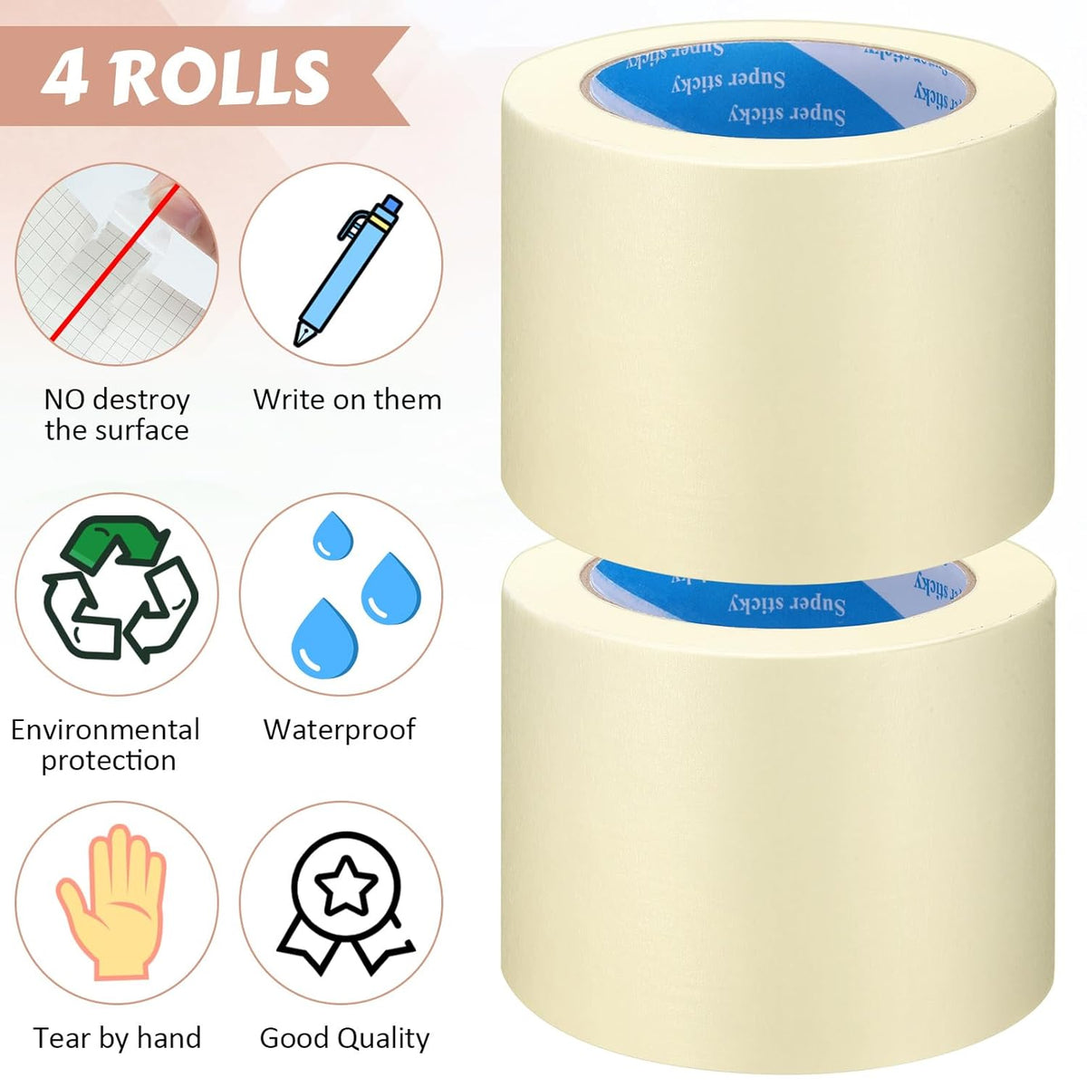 Masking Tape Bulk General Purpose Masking Painting Tape 55 Yards for Painting Home Office School