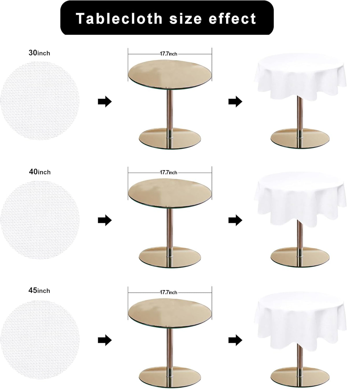 Hiasan Round Tablecloth 45 Inch Linen - Wrinkle and Stain Resistant Washable Polyester Fabric Table