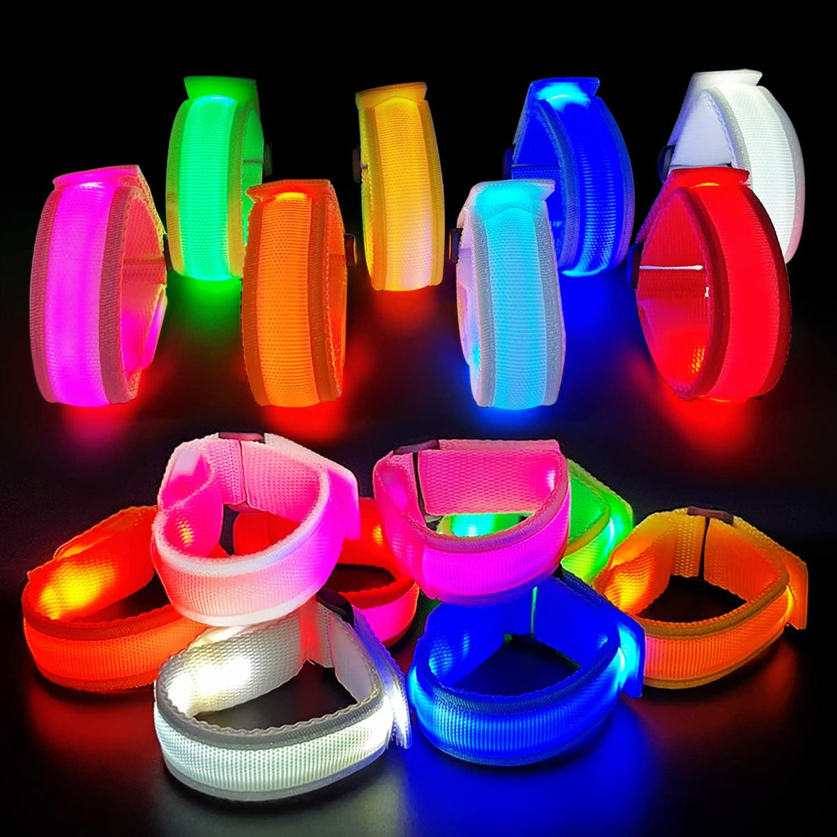 M.best 16pcs LED Light Up Bracelets Glow Flashing Wristbands Glow in The Dark Party Supplies for
