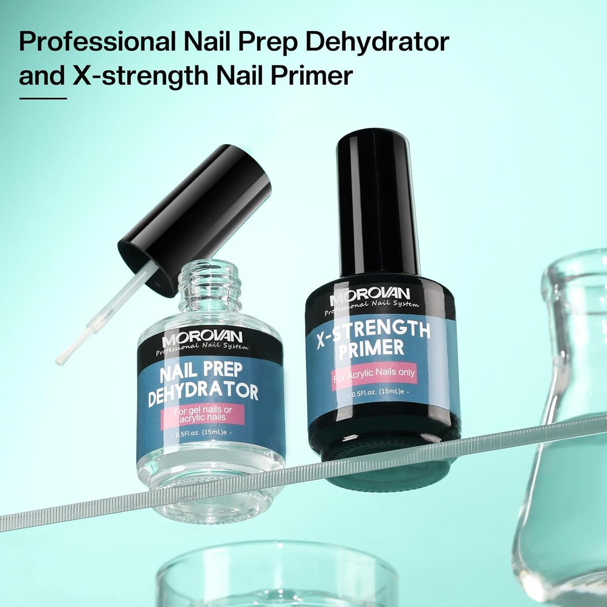 Morovan Nail Prep Dehydrate and Primer X-strength, No Burn Non Acid Nail Primer and Dehydrator for