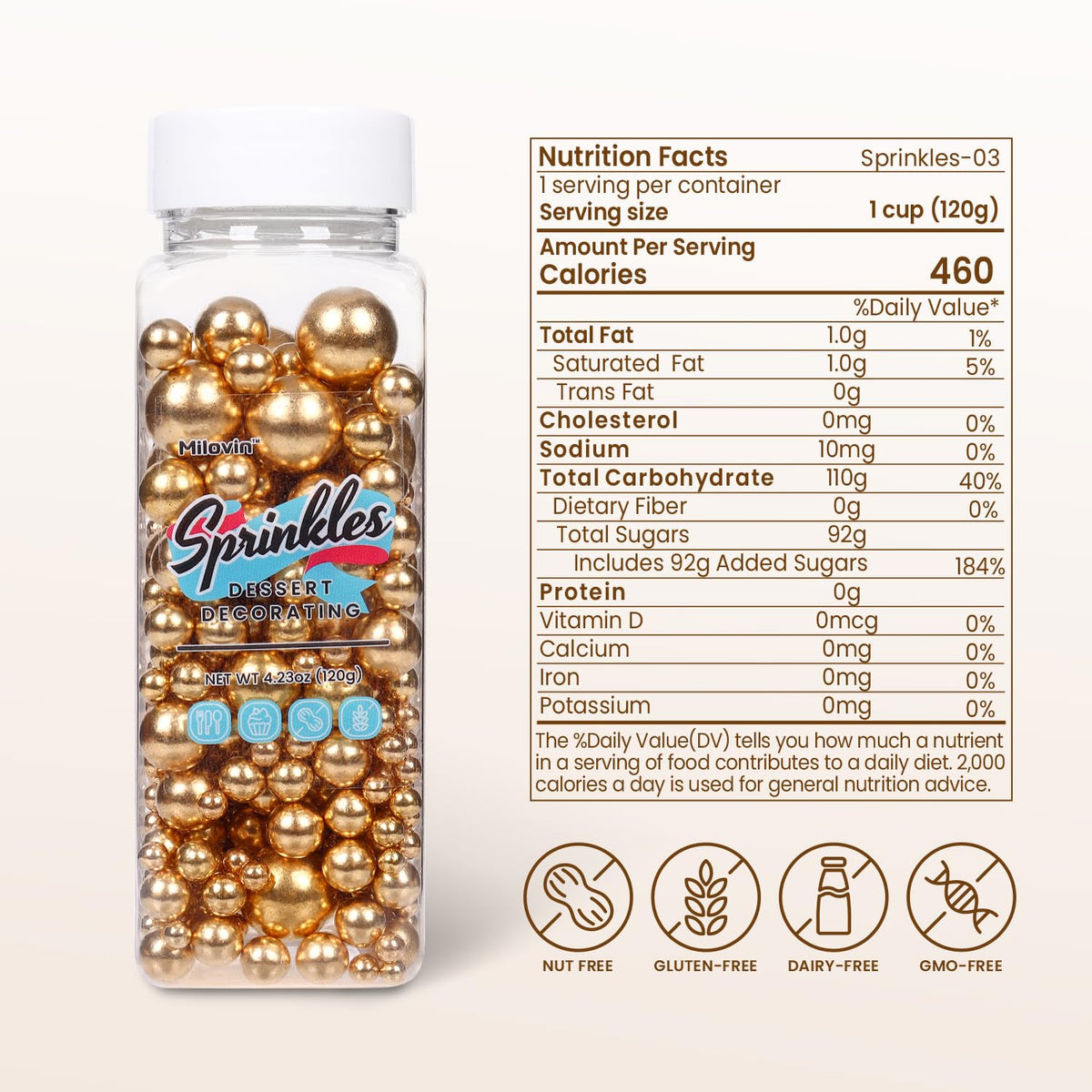 Pearl Sprinkles, Gold Pearls for Cake Decorating, Cake Pearls, Metallic Pearl Sprinkles Mix for