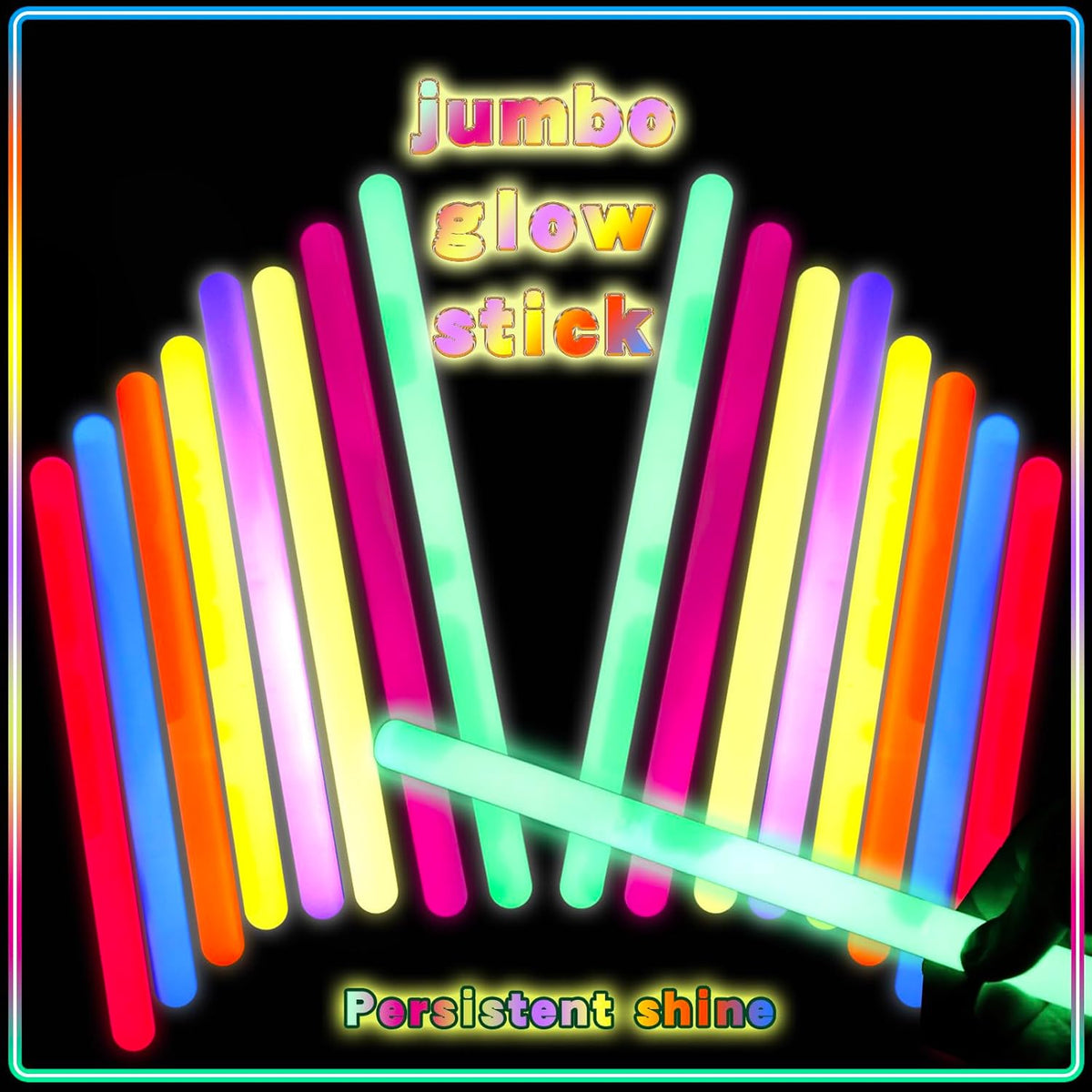 20 Pcs Ultra Bright Large Glow Sticks 14 Inch Industrial Grade 8 Colors Jumbo Light Sticks