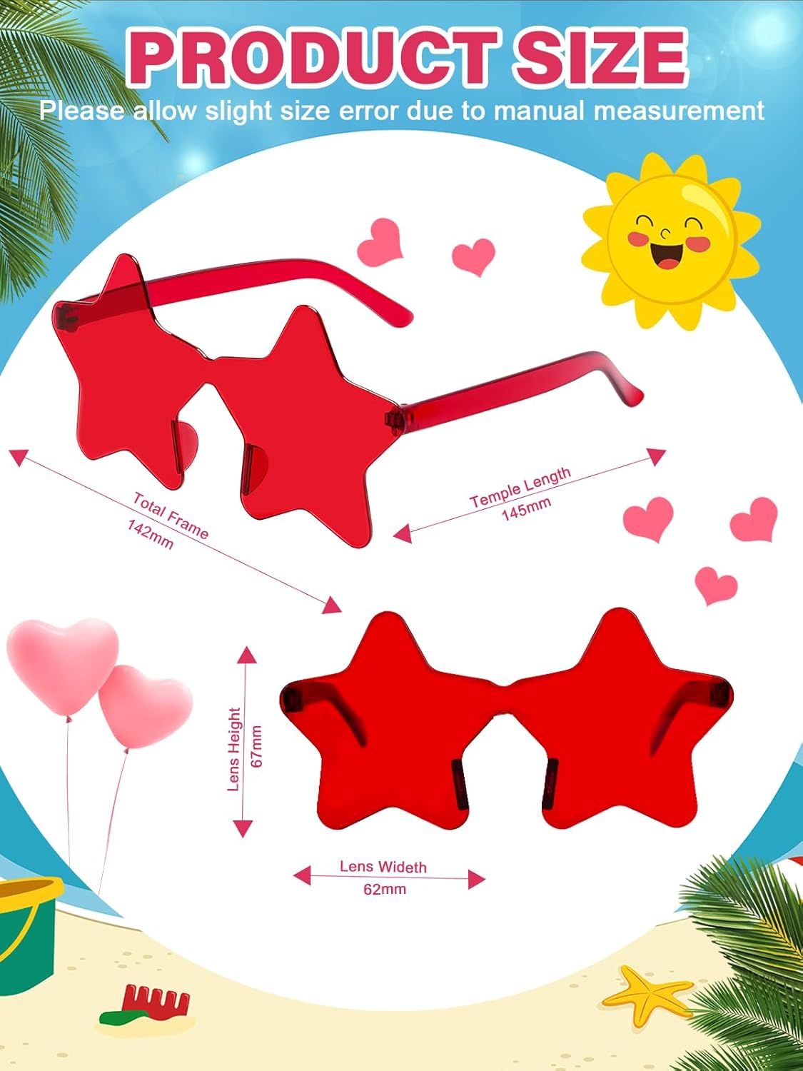 12 Pairs Star Kids Sunglasses Bulk Colorful Rimless Star Glasses for Women Adults Fun Trendy