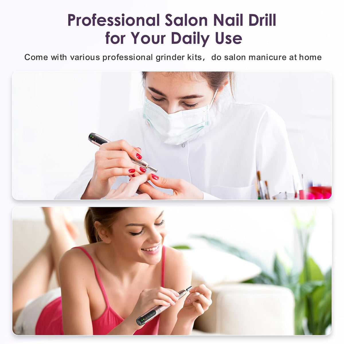 COSLUS Cordless Nail Drill Electric File: Professional for Acrylic Gel Dip Powder Nails Portable
