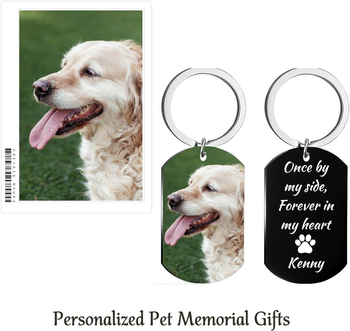 Personalized Pet Memorial Photo Keychain,Custom DogCat Remembrance Keychains with Picture Text,Loss