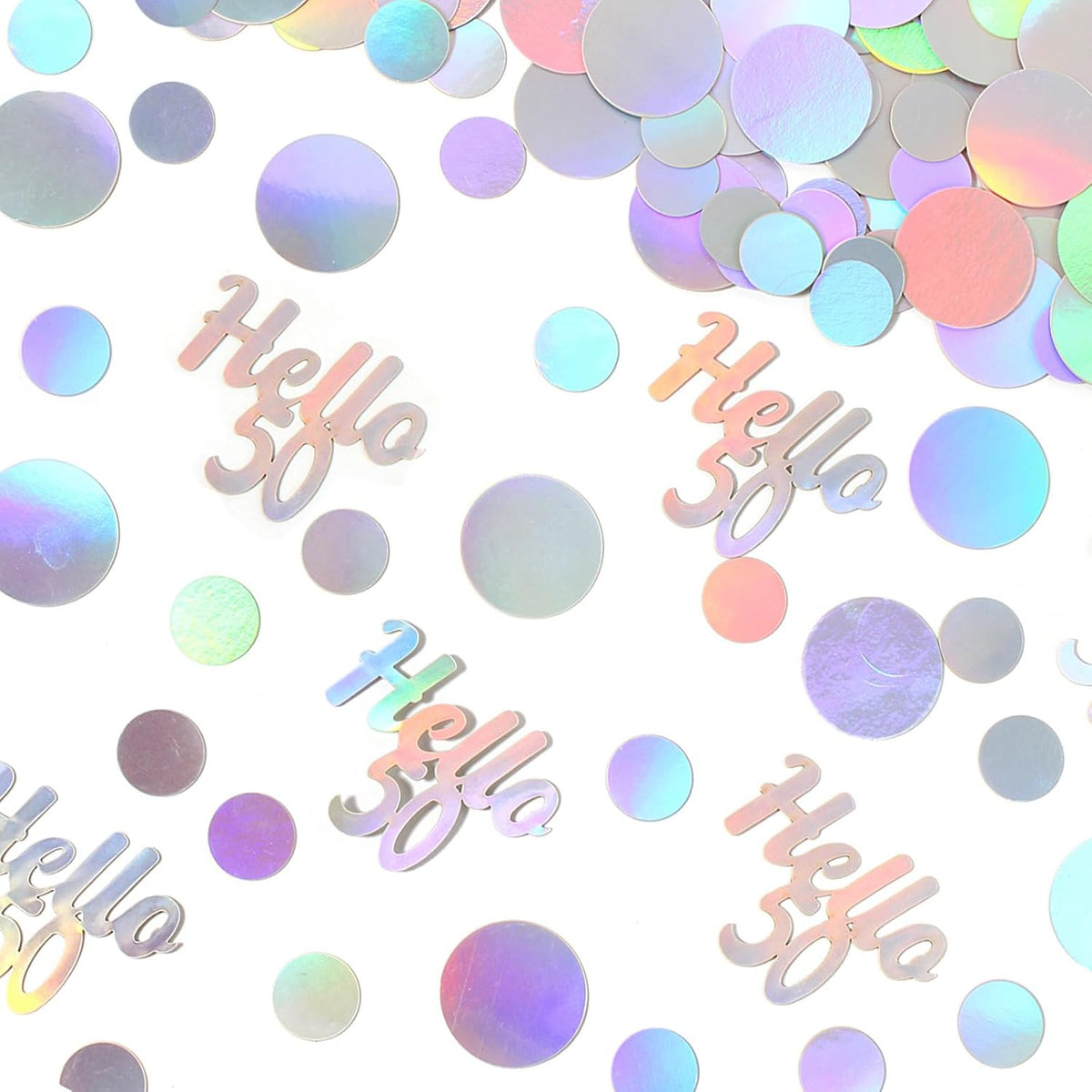 Hello 50 Birthday Confetti for Table Iridescent Circle Happy 50th Birthday Party Decorations for
