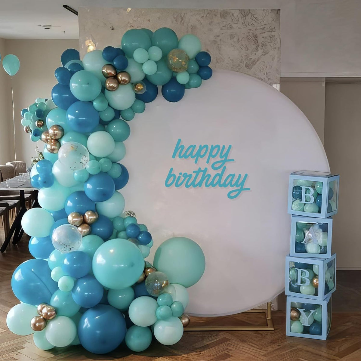 Teal Blue Balloons, Turquoise Balloons Macaron Teal Blue Balloon, Peacock Blue Retro Sea Blue